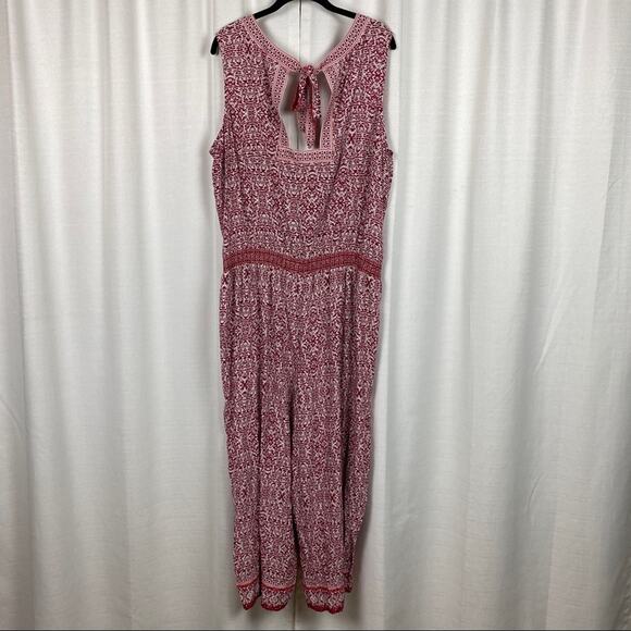 LOFT Beach White&Burgundy Print Rayon Jumpsuit Sz.18 NWT - Picture 10 of 15